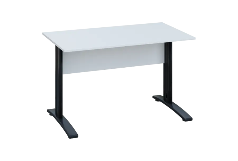 EPK 17 - 12 stůl kancelářský, kovová podnož černá, deska 18 mm, široký 1200 mm, bílá